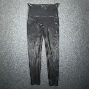SPANX Faux Leather Leggings Womens Black XL High Waisted Stretch Moto Pants